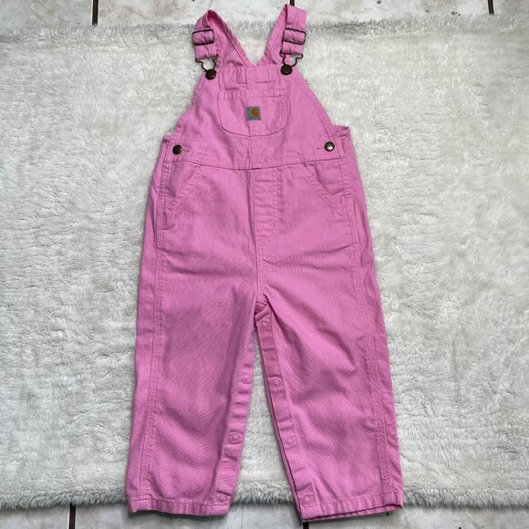 Carhartt Kid's Baby Girl's Pink 100% Cotton Overall Size 24 Months - Picture 1 of 9